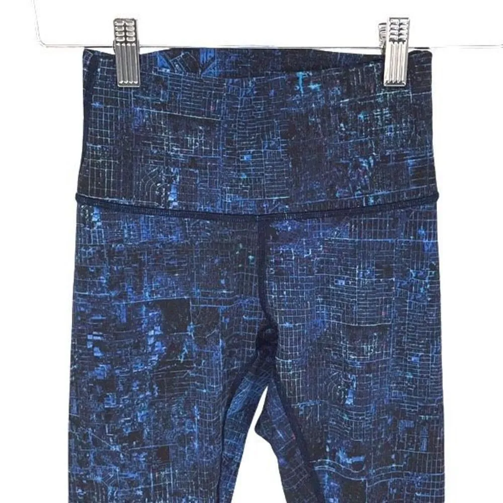 Lululemon Womens City Lights‎ Wunder Under High Rise Tight Leggings Blue Black 2 - Image 4
