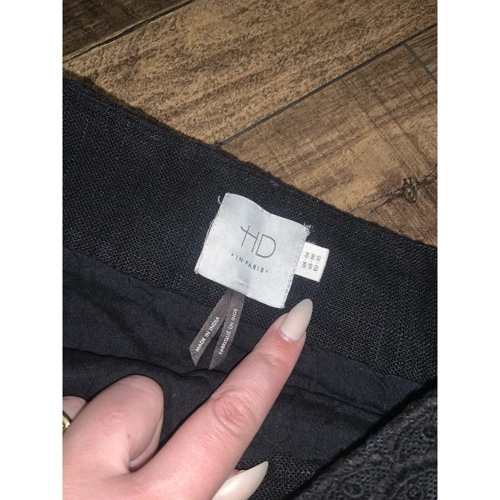 HD in Paris Black Linen Embroidered Skirt summer classic Anthropolgie boho - Image 5