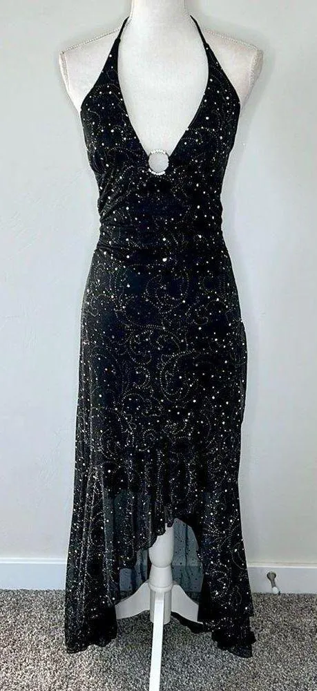 Vintage Sparkly Prom Dress Black Size M - Image 2