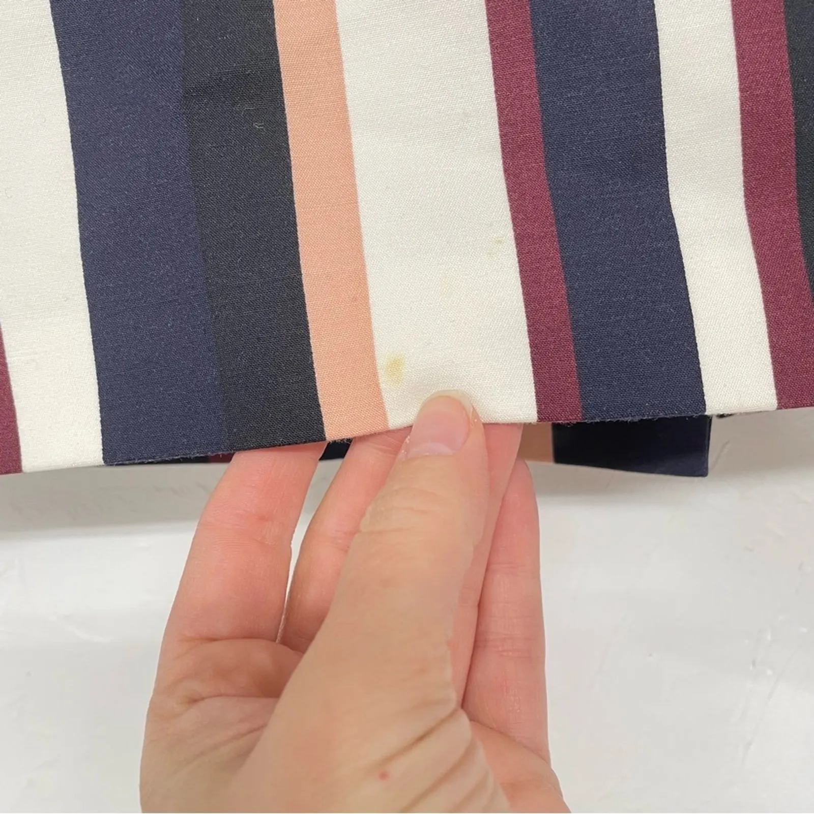 Ann Taylor Blue White & Red Vertical Stripe Mini Skirt Womens 0P Straight Pencil - Image 7