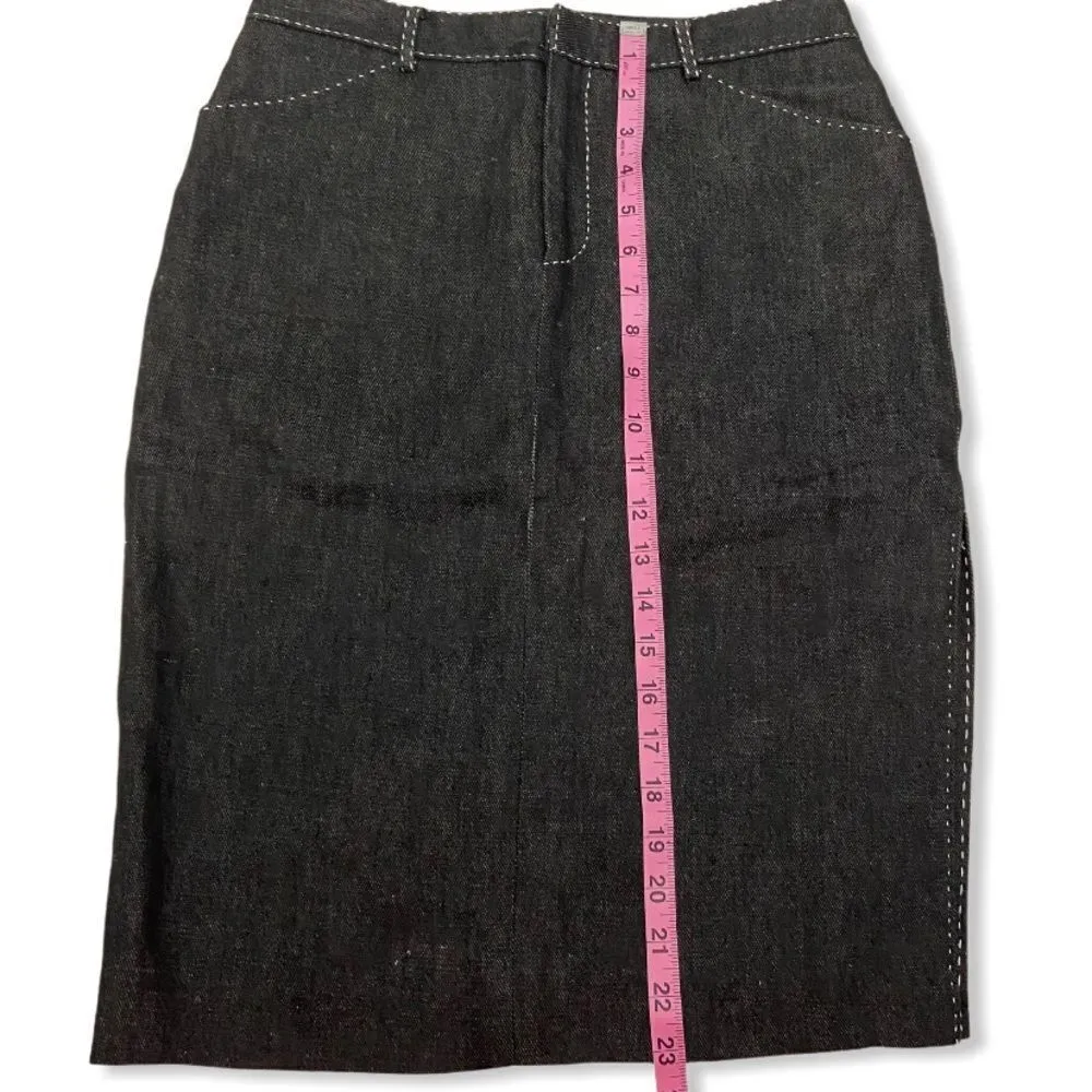Vintage Ralph Lauren Collection Purple Label Black Linen Skirt Size 4 - Image 11