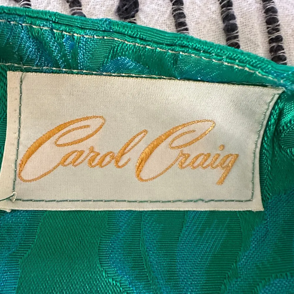 50s Vintage CAROL CRAIG | Matching Green and Blue Brocade Skirt Suit | Sz Small - Image 8