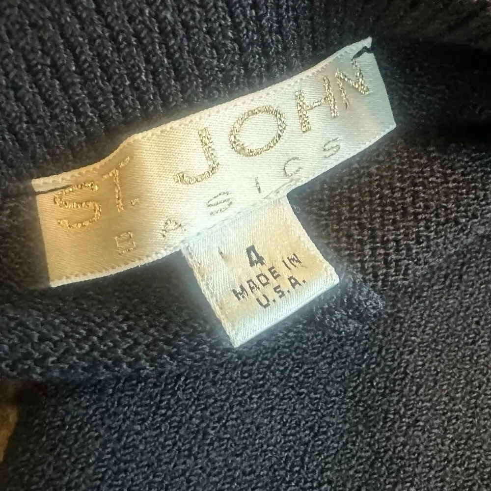 St. John Basics Black Pull-On Pants Cropped Length Santana Knit Size 4 Women's - Image 10