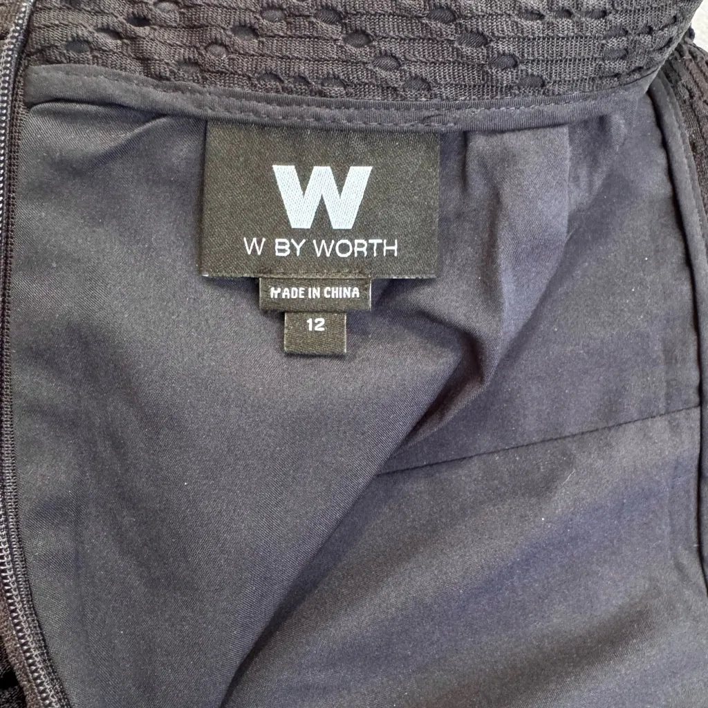 W by Worth Midnight Navy Blue Eyelet Fringe Skirt Dressy‎ Office City Size 12 - Image 5