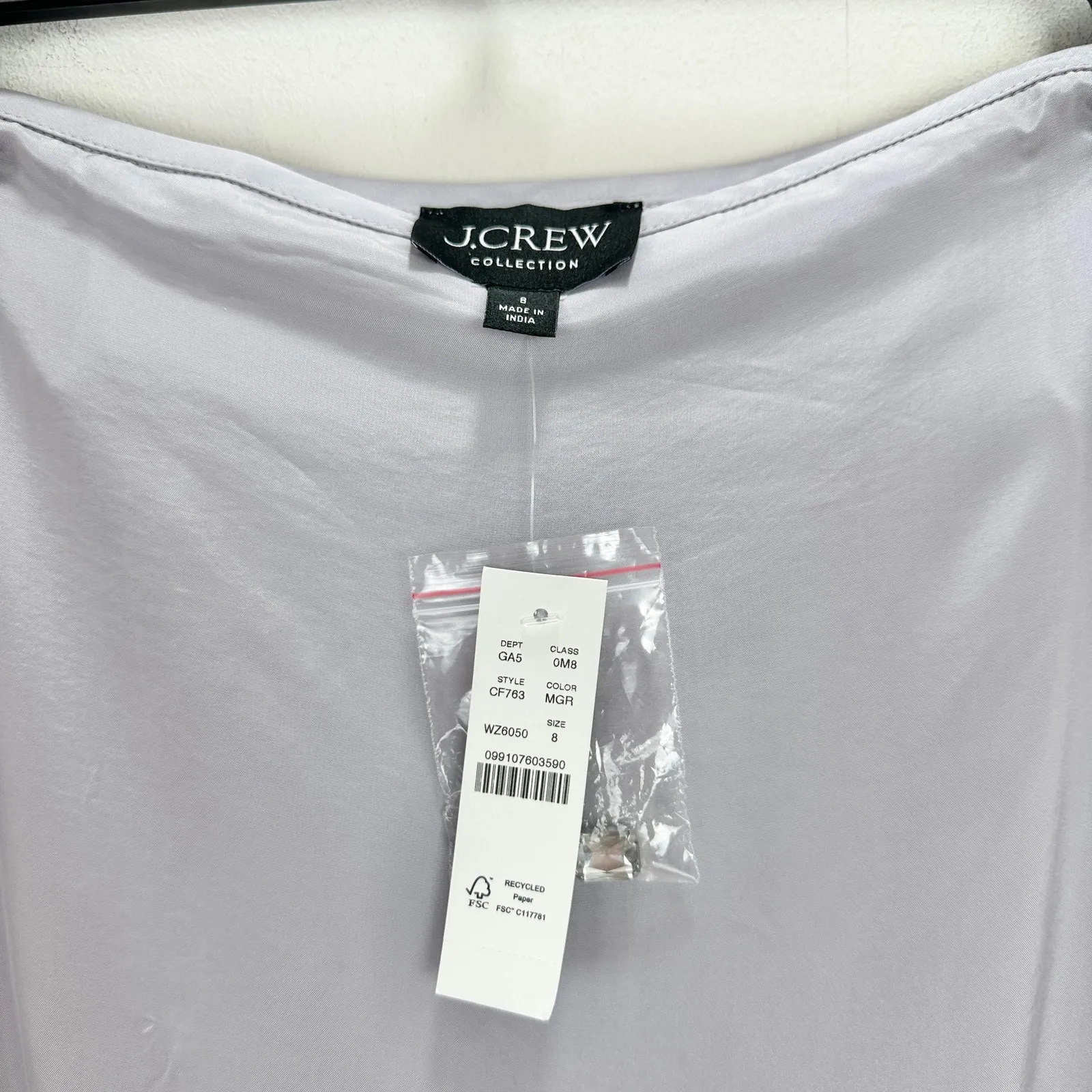 J.Crew Collection Knee Length Organza Slip Skirt Jewels Misty Grey US 8 NWT - Image 6