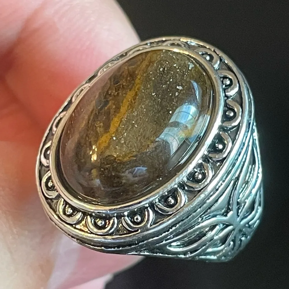 Tigers eye stone silver ring size 8.75 - Image 5