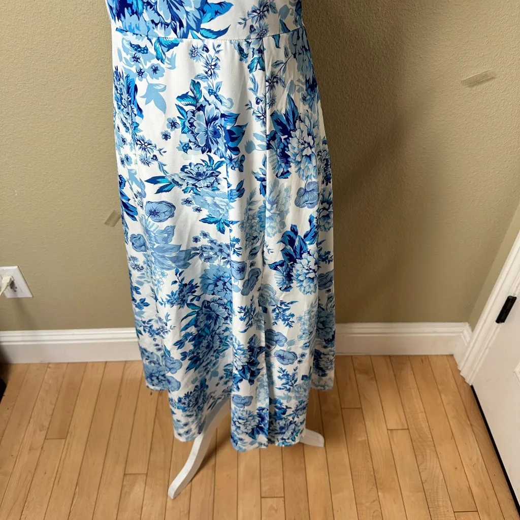 SHEIN Blue & White Floral Toile Midi Sundress Dress Size Small - Image 6