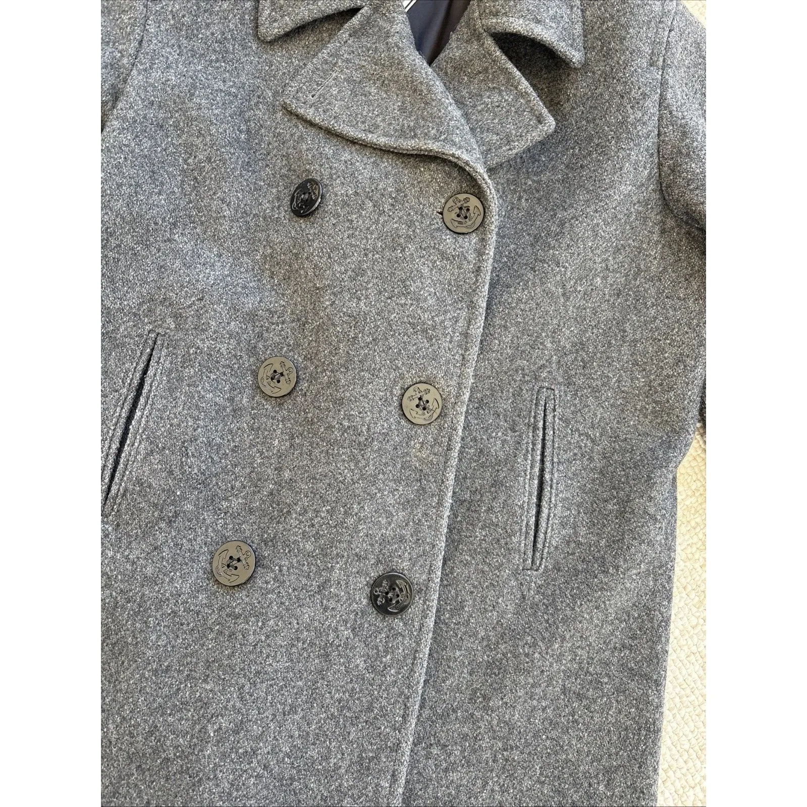 Marvin Richards Pea Coat Double Breasted Gray Wool Blend USA vintage Size 14 - Image 3