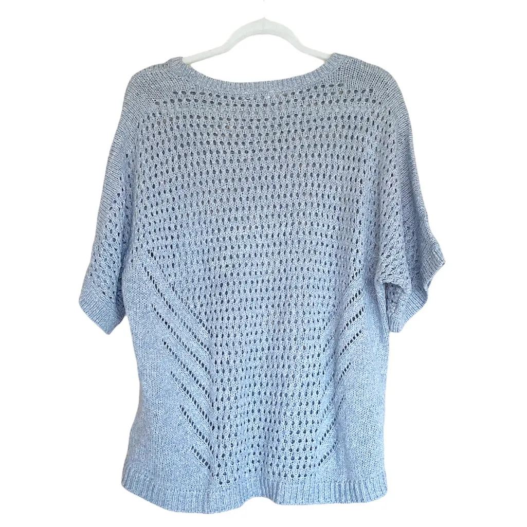 NWT J.Jill Crochet Knit Chunky Sweater Pullover Gray Size L - Image 5