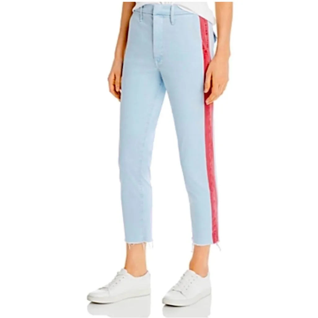 MOTHER The Shaker Prep Fray Tapered Leg chino Killing Time Blue/Red Size 30 Blue - Image 6