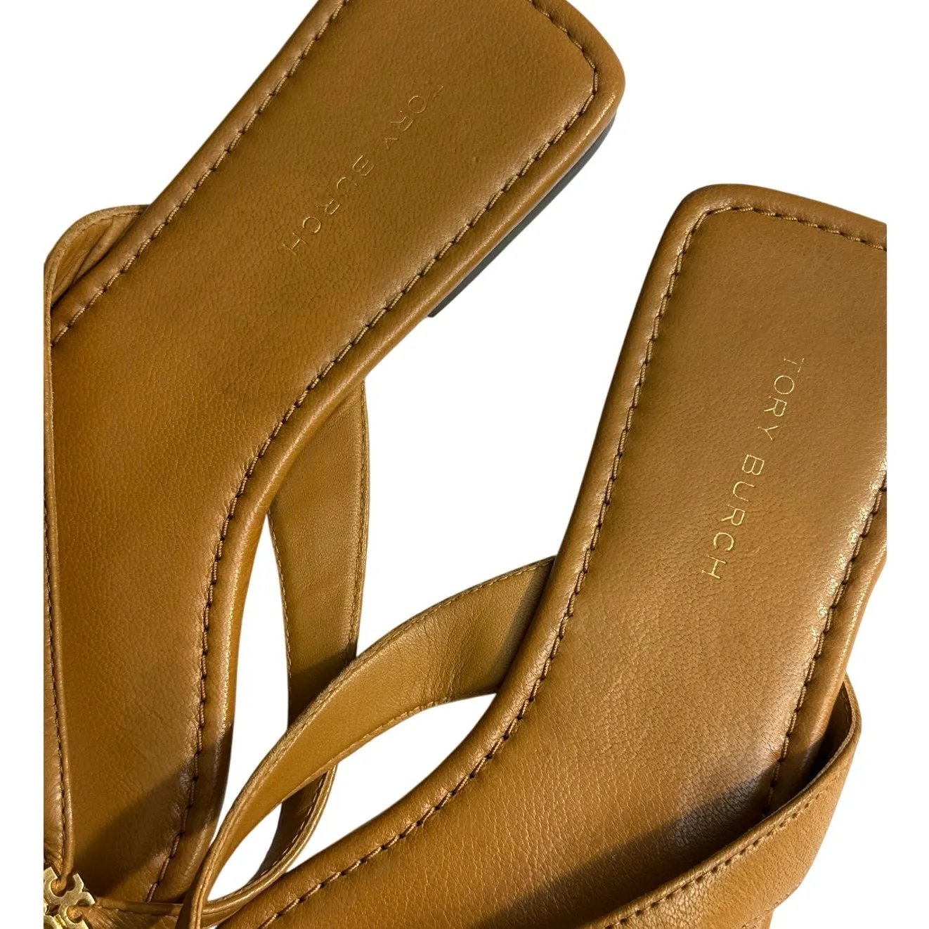 Tory Burch Classic Flip Flop Caramel Corn Brown Leather size 6 - Image 6