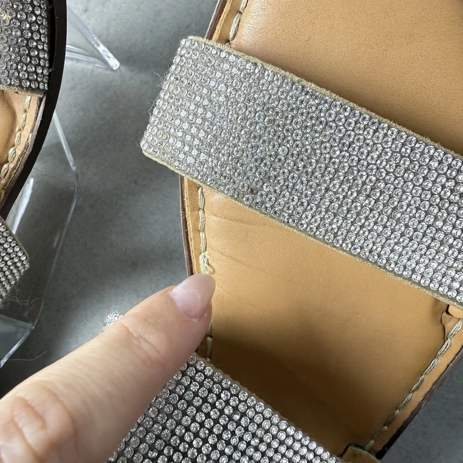 Francesca’s Georgia Rhinestone Women's Sandals Slip On Slides 8 Flip Flops - Image 7