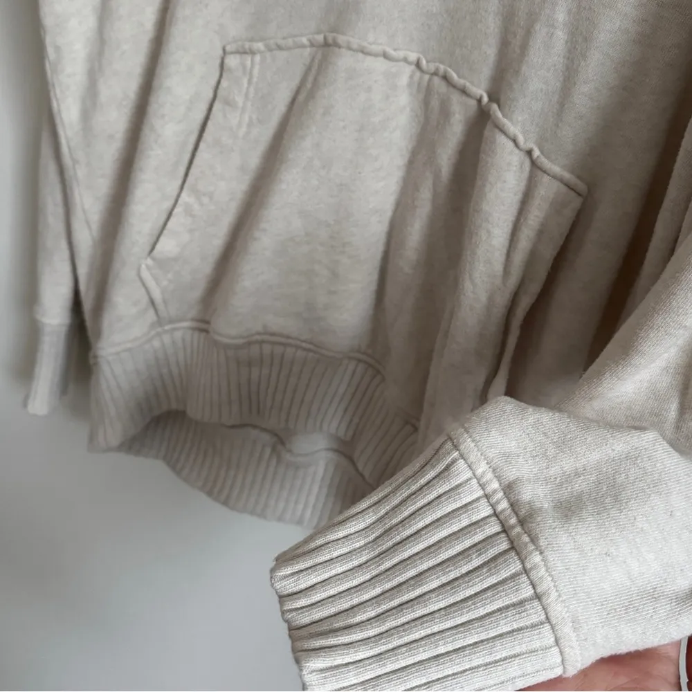 Aerie Down-To-Earth Henley Hoodie Size Medium Oatmeal Beige Oversized Sweater - Image 6