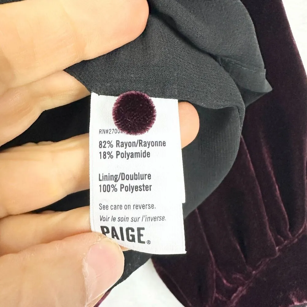 Paige Tamar Velvet Top Size Medium Dark Rouge Choker Mock Neck Keyhole Cutout - Image 9