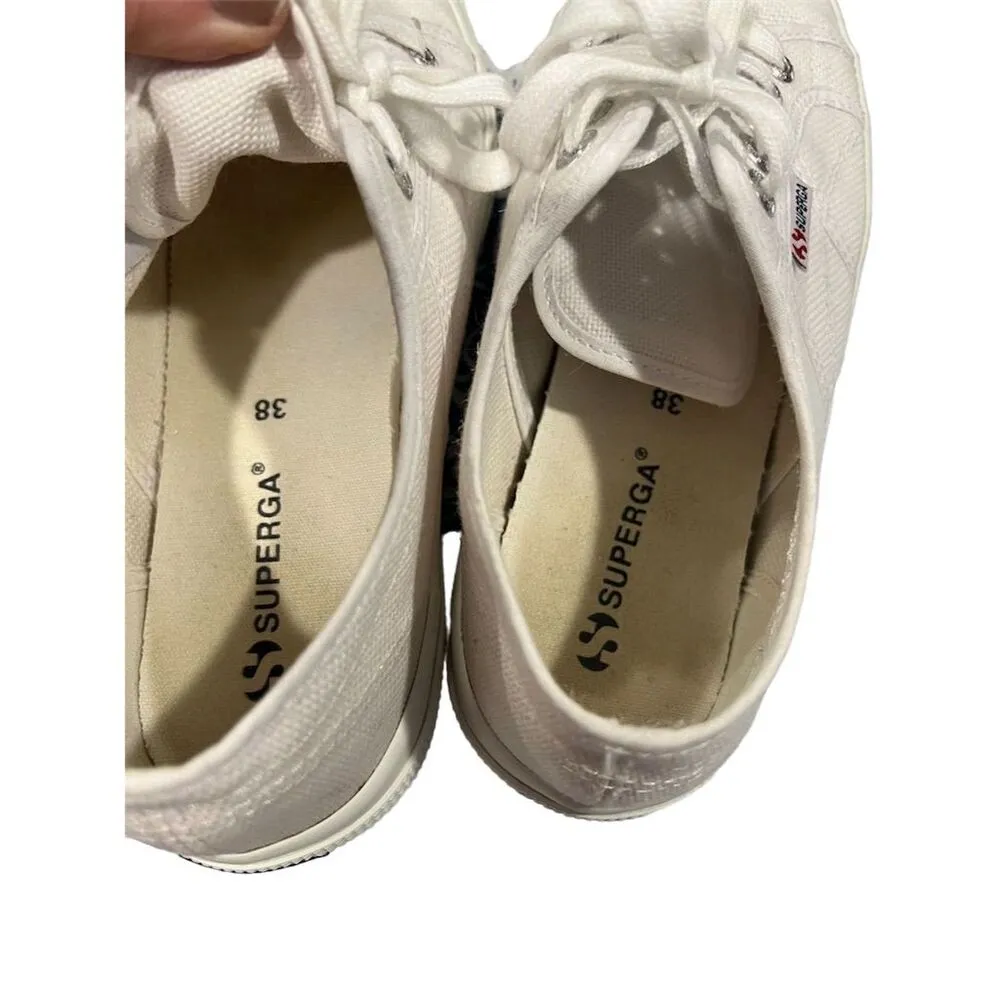 Superga Women's White Canvas Sneakers Size 7.5 Lace-Up Casual Shoes - Image 4