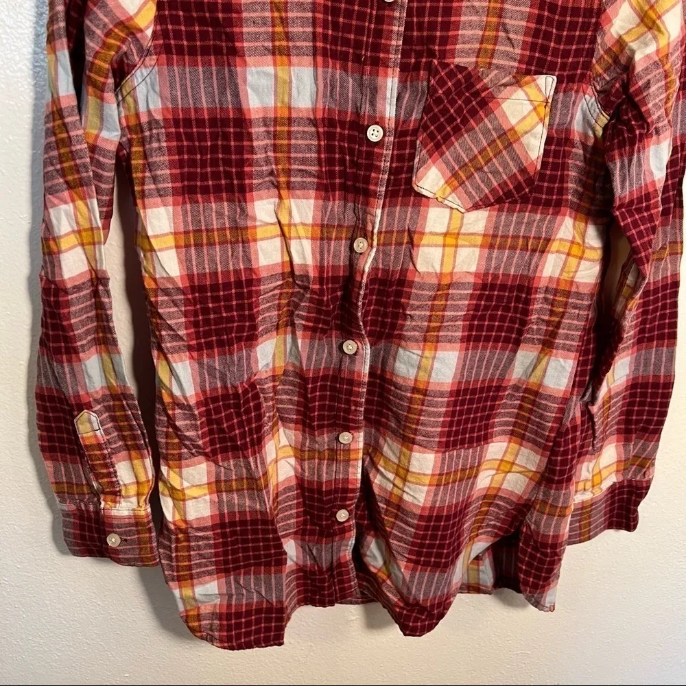 Old Navy The Tunic Shirt Button Down Red White Plaid - Image 4