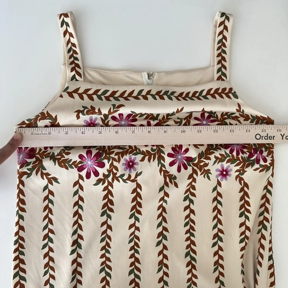 Vintage Alfred Shaheen Dress Womens small Cream Floral Maxi Hawaiian Boho 70s - Image 8