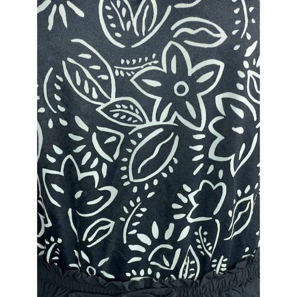 one piece swimsuit shorts romper black white floral Vintage 1990s shorts Size 24W - Image 3