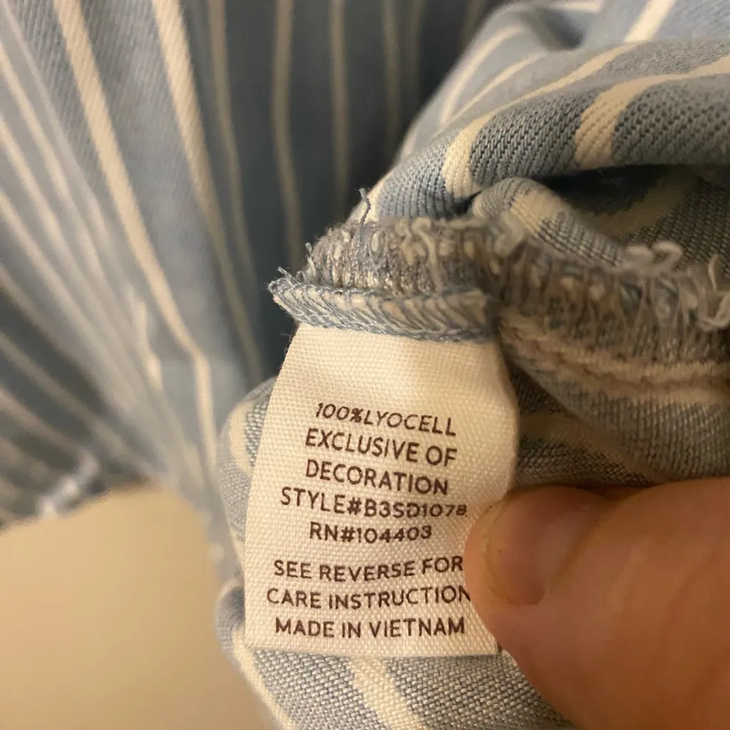 Blu‎ Pepper Light Blue Striped Casual Mini Dress Size Medium - Image 4