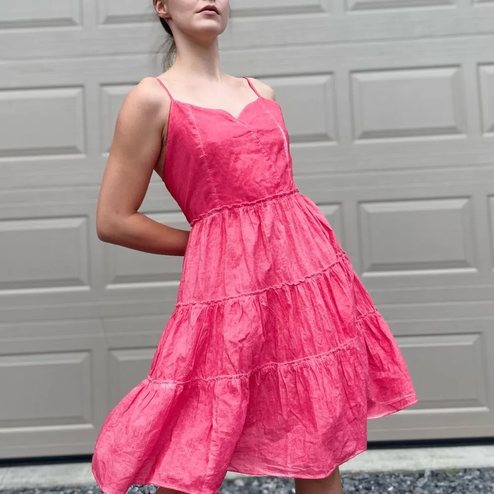 Umgee Coral Red Tiered Mini Sun Dress Size Medium NWT - Image 2