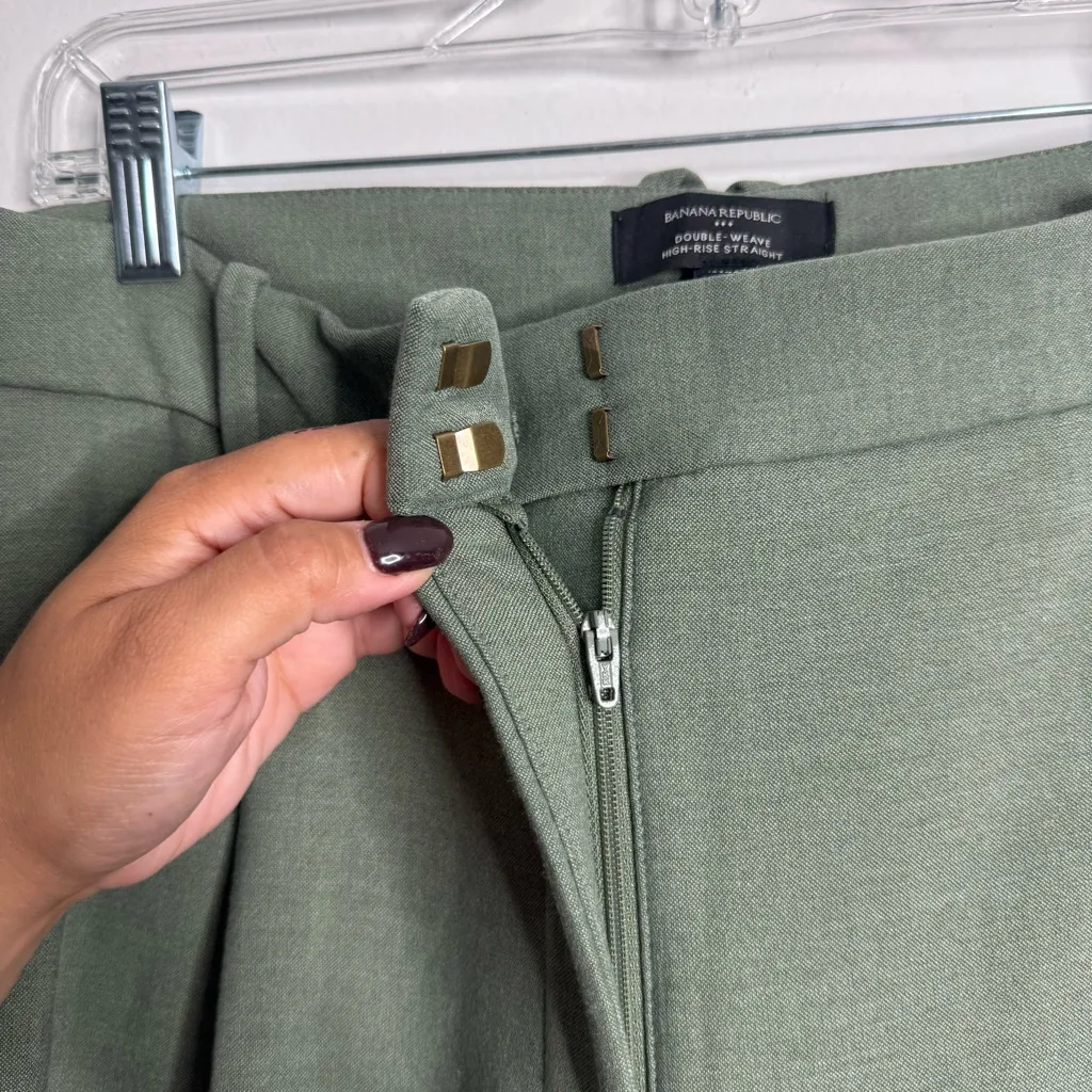 Banana‎ Republic Factory Double Weave High Rise Straight Trouser Green Size 14 - Image 9