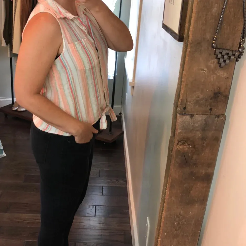 Beach lunch lounge medium striped tie front top - Image 2