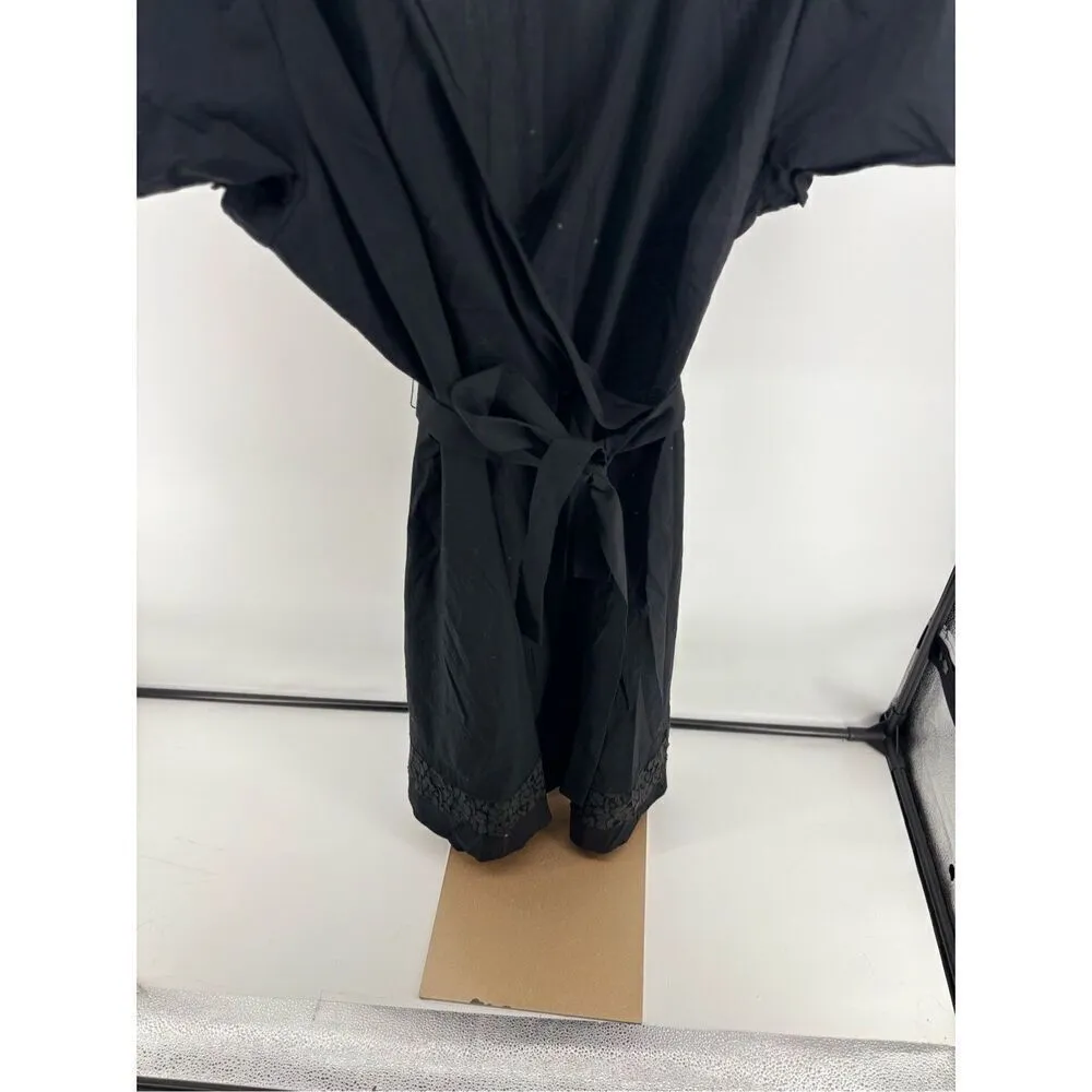 Elie Tahari Woman Belted Black Shirt Dress Size 16 Lace Detail 70% Cotton - Image 11