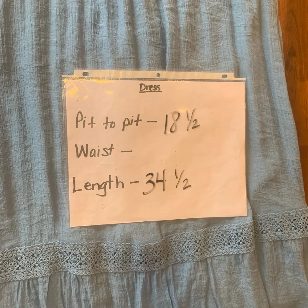 Naïf Dress Medium Blue Ruffle neck Crochet details Lined Bohemian flutter sleeve - Image 6