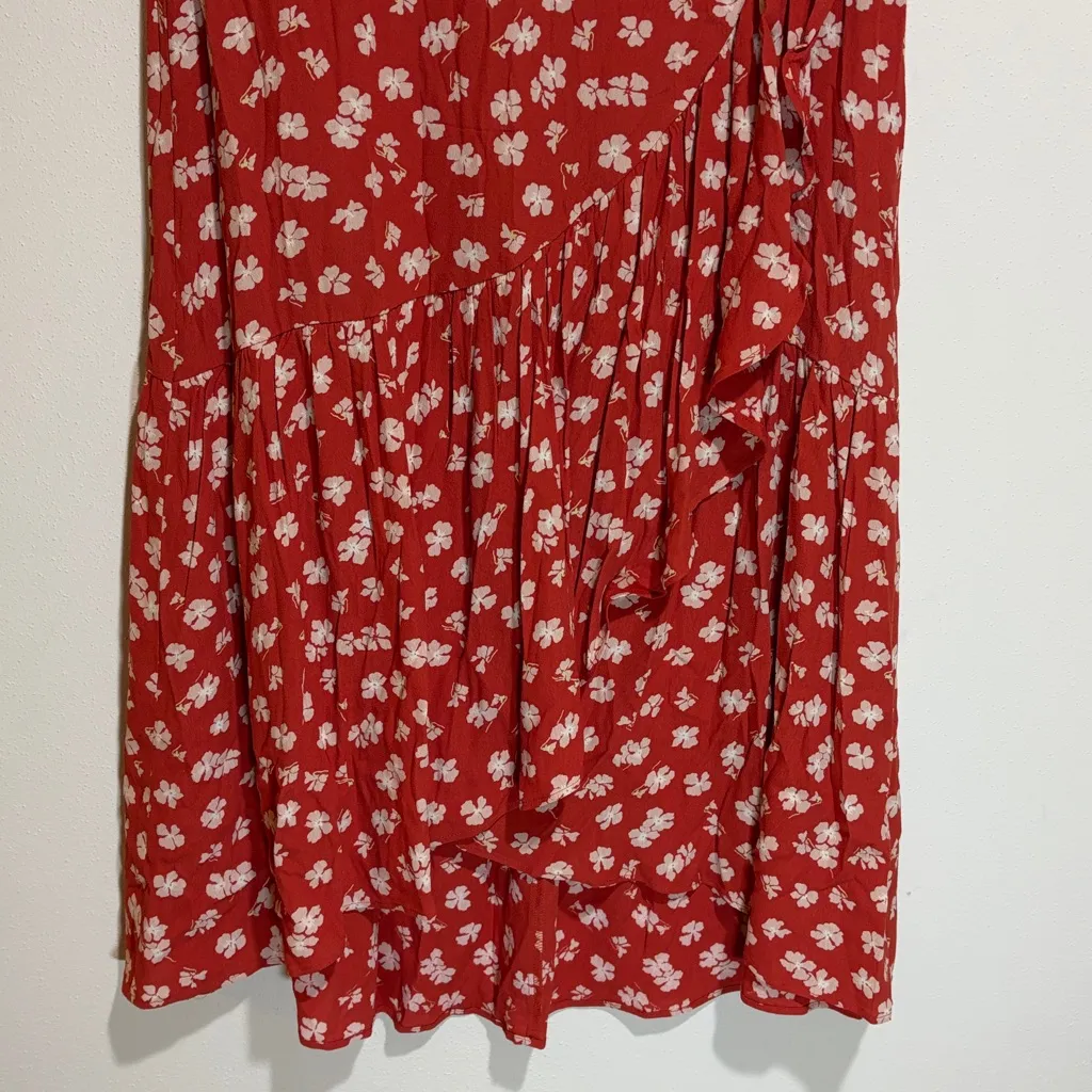 Madewell Ruffle Wrap Midi Skirt Orange Floral Long Modest Size 4 AO371 - Image 11