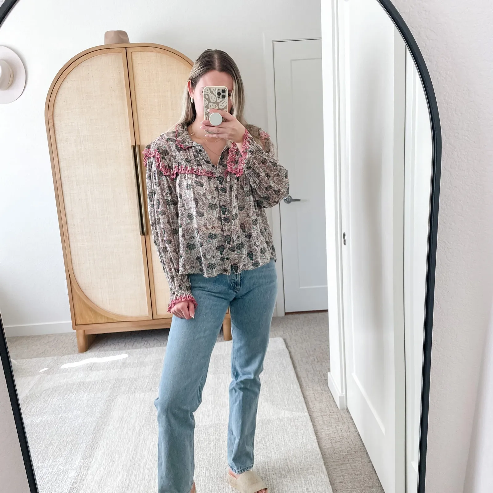 Isabel Marant Etoile Paisley Ruffle Long Sleeve Button Down Top - Image 4