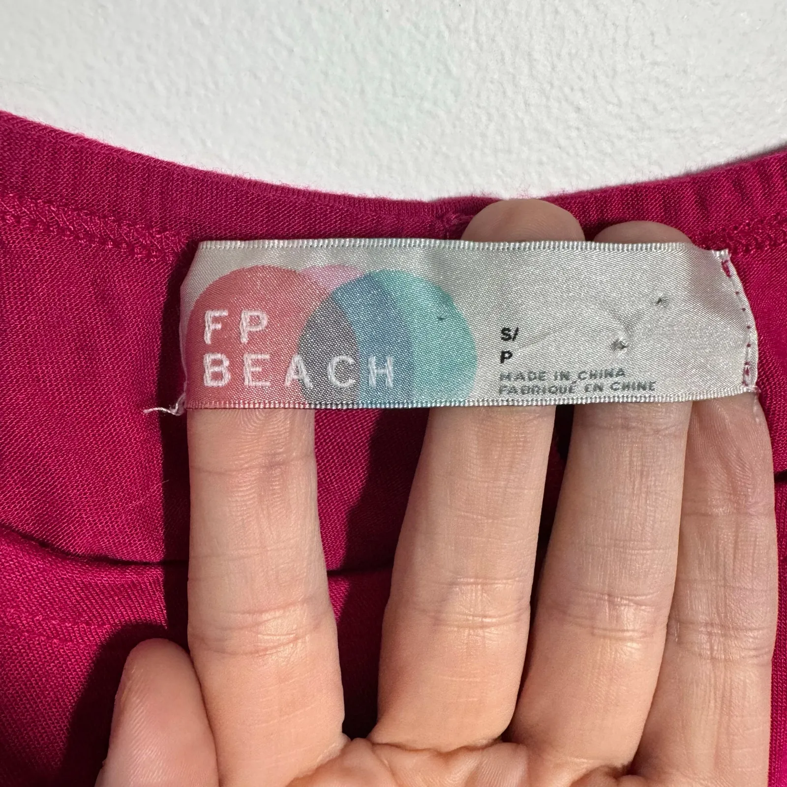 Free People Beach Top Women M Pink “PRETTY LADY” Tee OFF THE SHOULDER Flouncy - Image 4