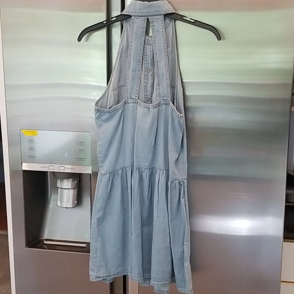 💕FOREVER 21💕 Light Denim Chambray Button Down Halter Dress M Medium - Image 2