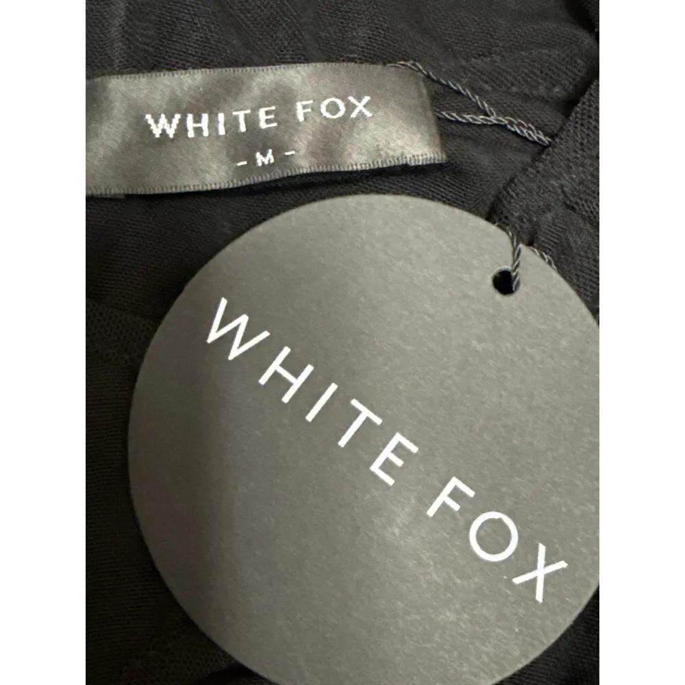 NEW White Fox Black Long Sleeve Cutouts Cold Shoulder Blouse Crop Top Size M - Image 4