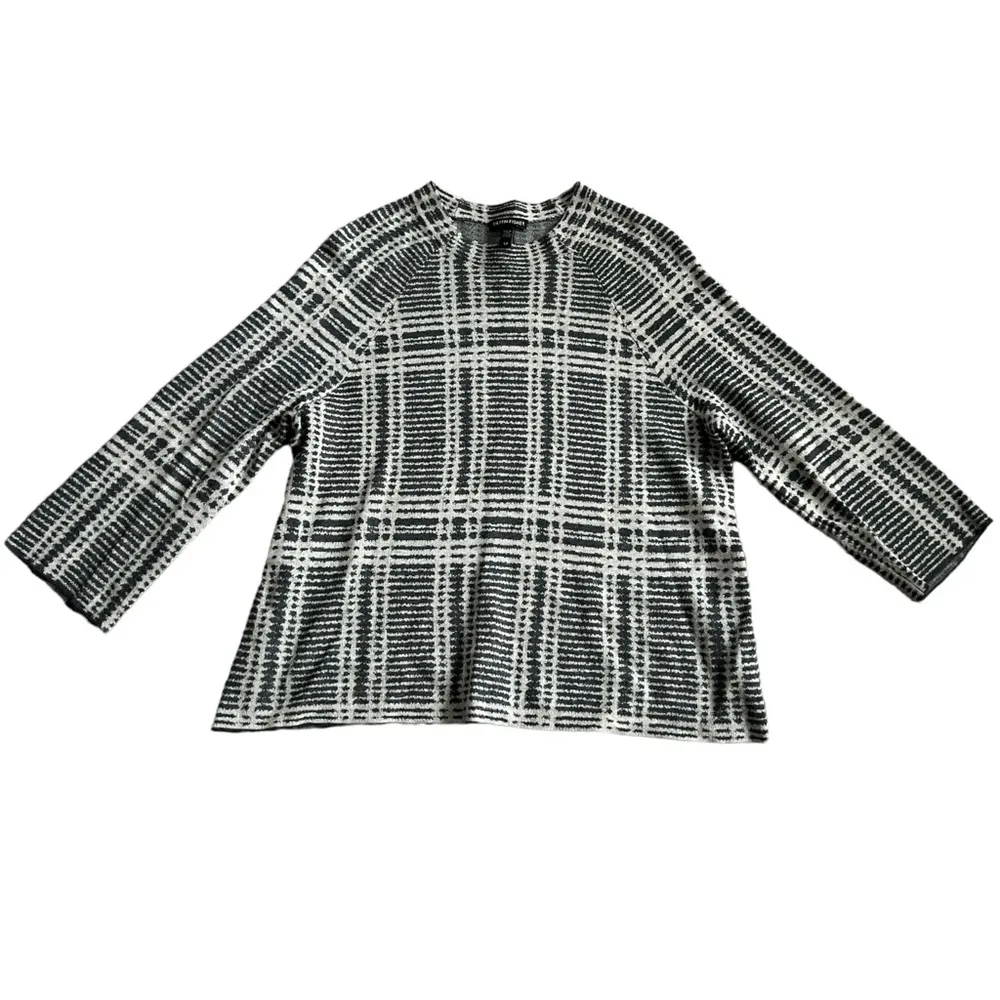 Eileen Fisher Ash Gray Sleek Tencel Merino Wool Boxy Sweater Top | Small - Image 5