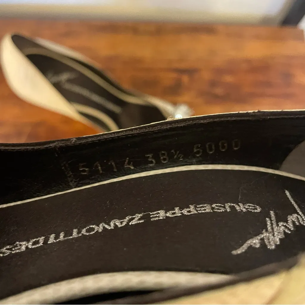 Giuseppe Zanotti Vicini Swarovski Crystal Reptile Embossed Peep Toe Heels - 38.5 - Image 6