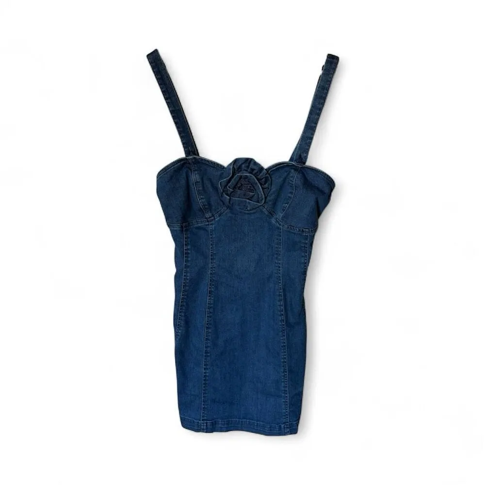 Anthropologie Porridge Rosette Denim Slim Mini Dresssize Small - Image 2