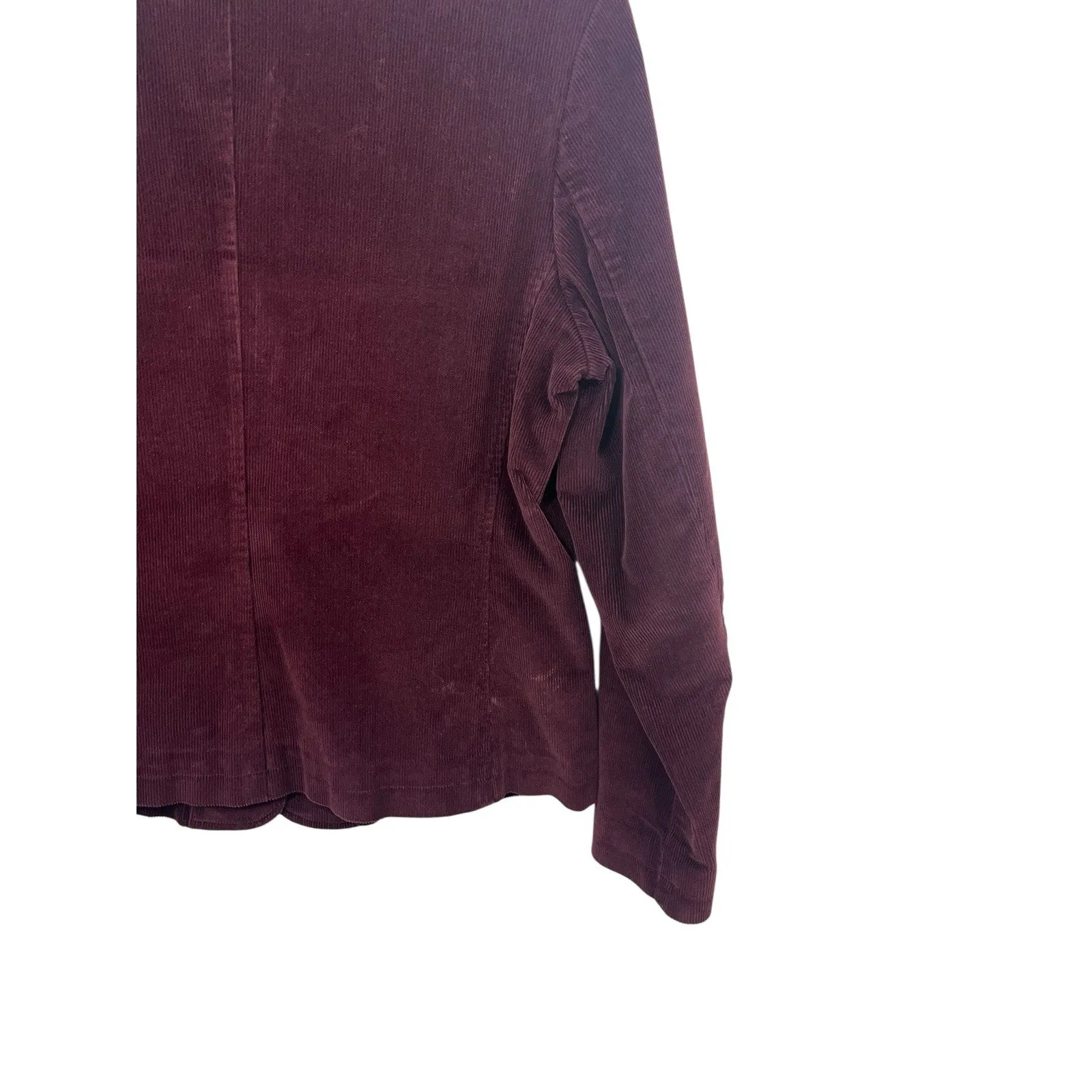 LLBean Women's 14 Reg Burgundy Corduroy Pocket Notch Collar Blazer Jacket Preppy Purple - Image 5
