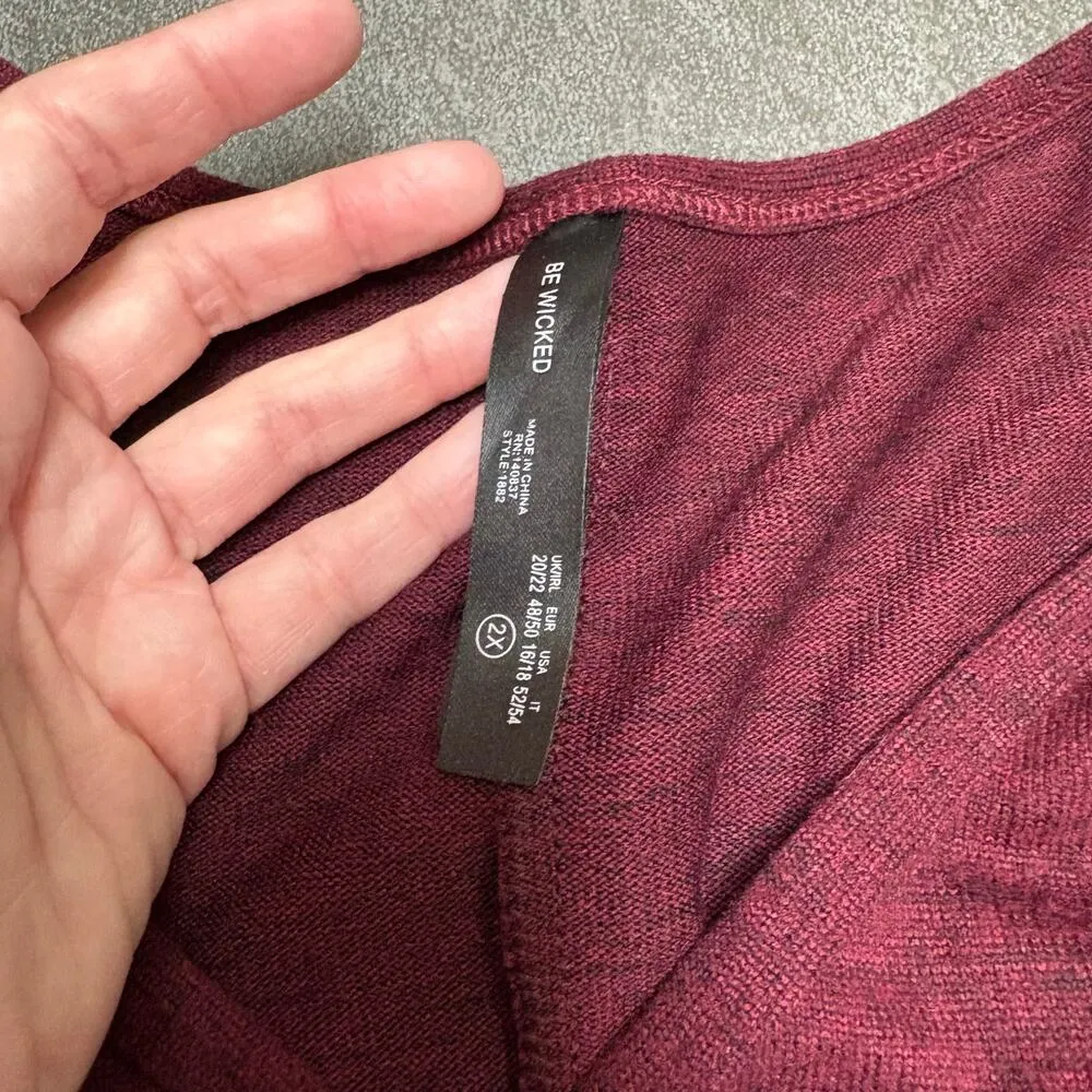 Be Wicked Deep Burgundy Long Sleeve Romper Loungewear Shorts Sleepwear Comfy 2X Purple Size undefined - Image 7