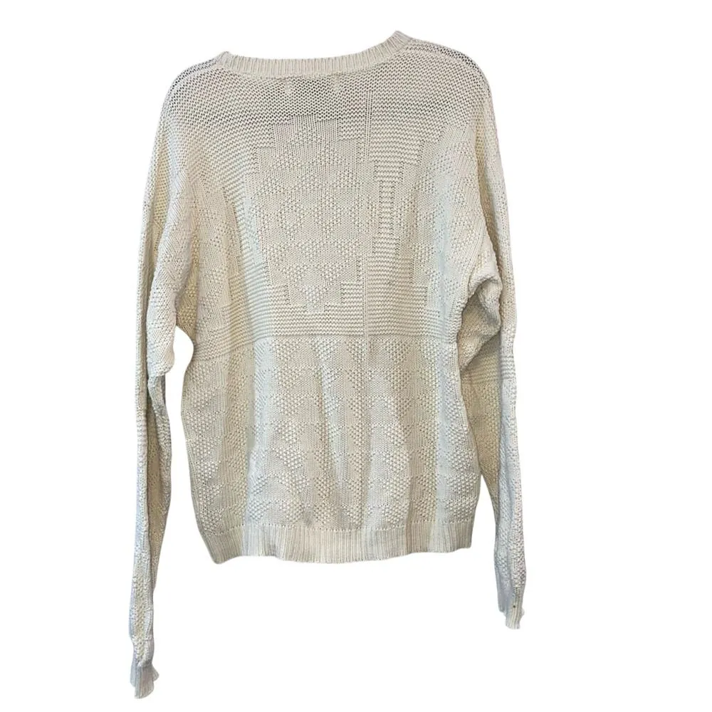 Zanetti Creamy White Waffle Knit Chunky Sweater Size M - Image 2