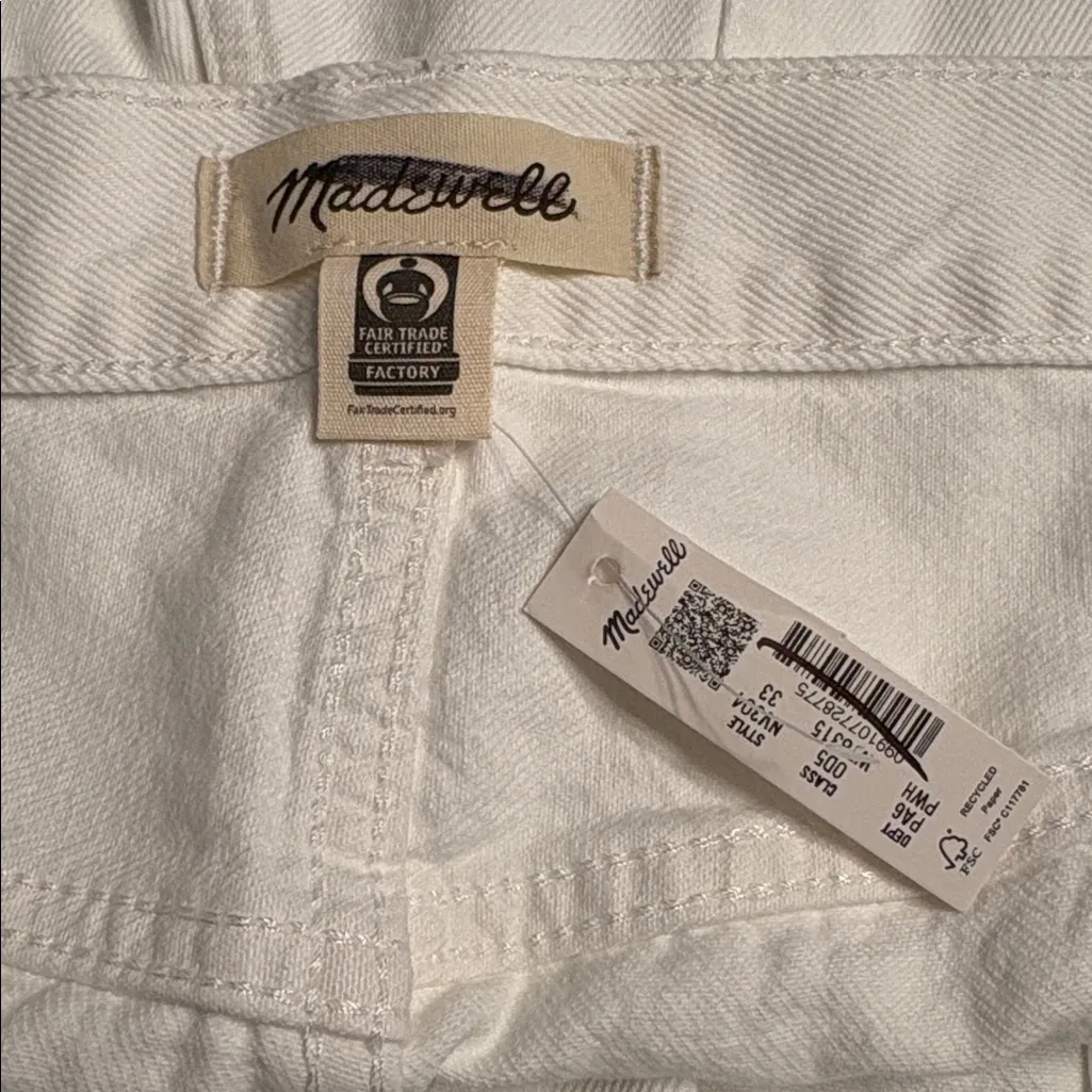 Madewell women’s The Brynn Long Short high rise relaxed leg white Size 33 NWT - Image 7