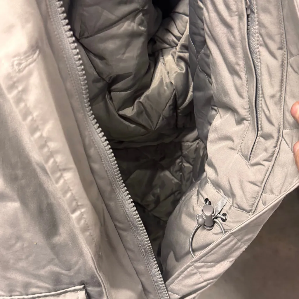 Vintage Woman Within Gray Puffer Down Jacket with Faux Fur Hood 18/20 - Image 4