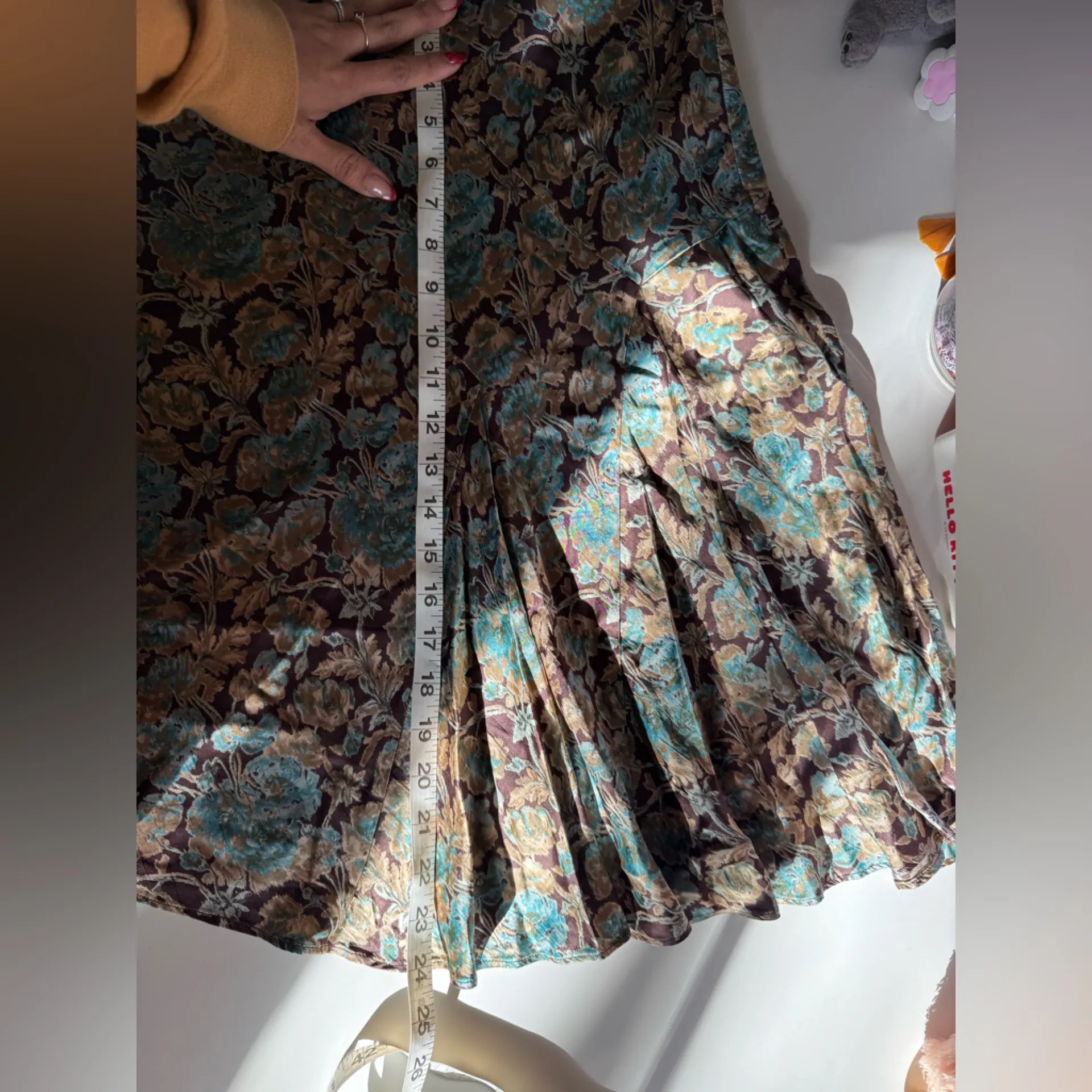 Vintage Banana Republic Floral Asymmetrical Midi Skirt | Boho Brown | Size 6 - Image 8
