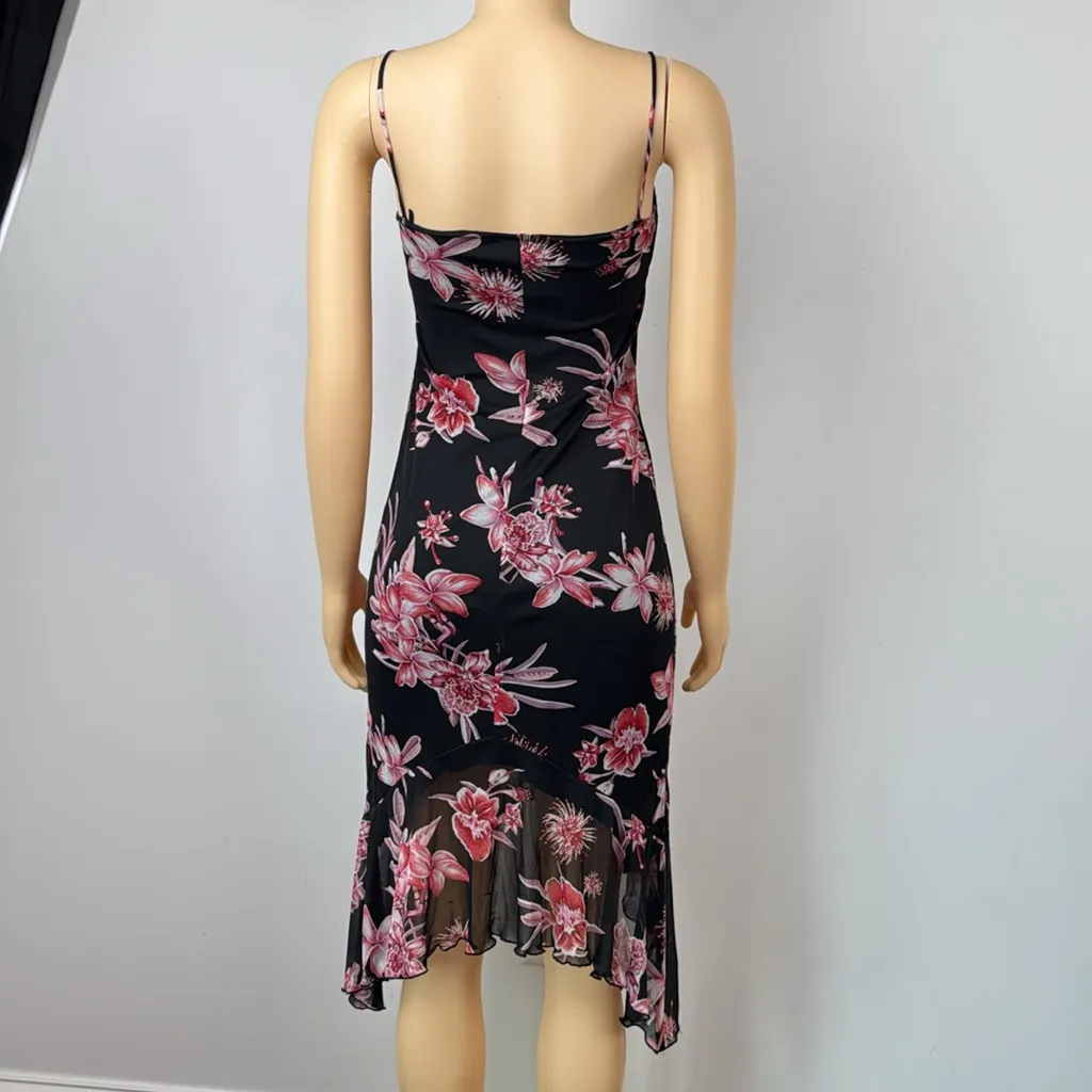 City Triangles vintage Y2K Black and dark Pink Floral Dress Sz M - Image 6