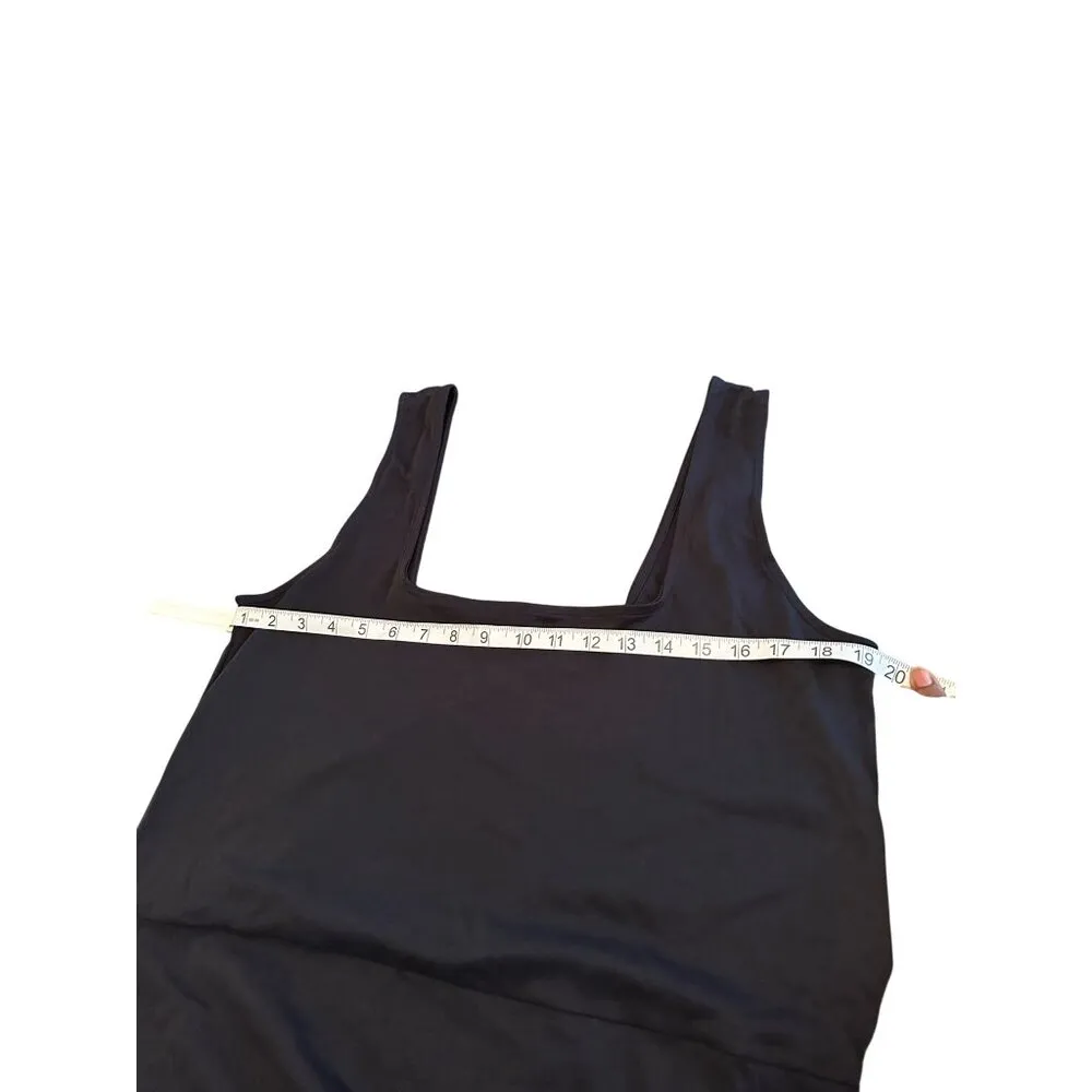 Vince Midi Dress Tie Waist Square Neckline Side Slit 100% Pima cotton Stretchy L - Image 7