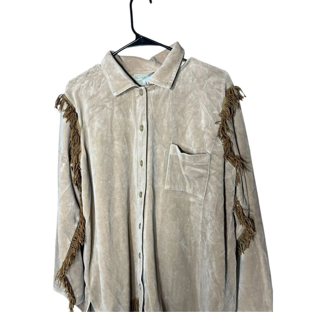Vintage Liz Claiborne Lizwear Fringe Button Down Shirt Shacket Size XL - Image 2
