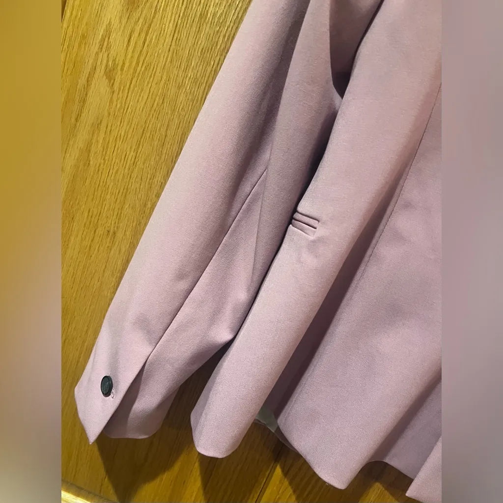 ZARA Classic One-Button Pink Suit Business Career Work‎ Stretch Blazer Size 6 - Image 10