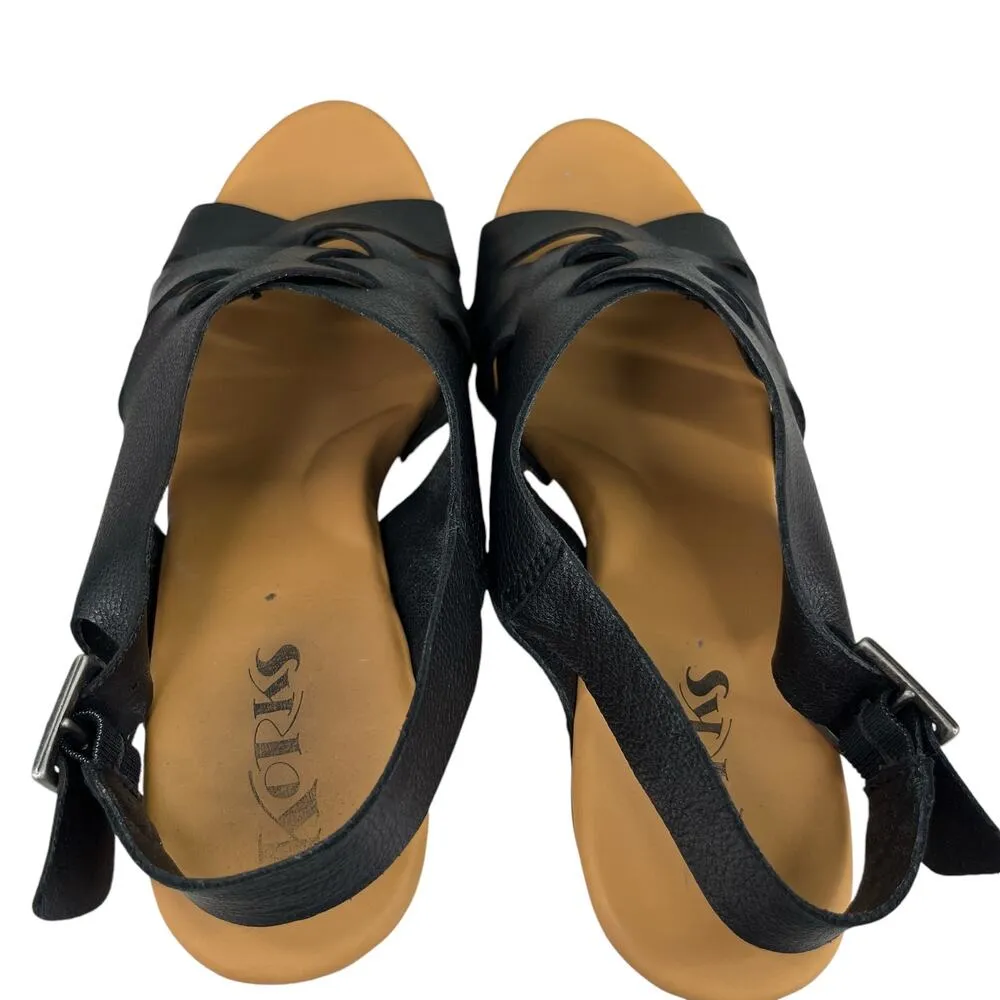 Korks Barango Wooden Block Heel Sandals 10 Black - Image 11