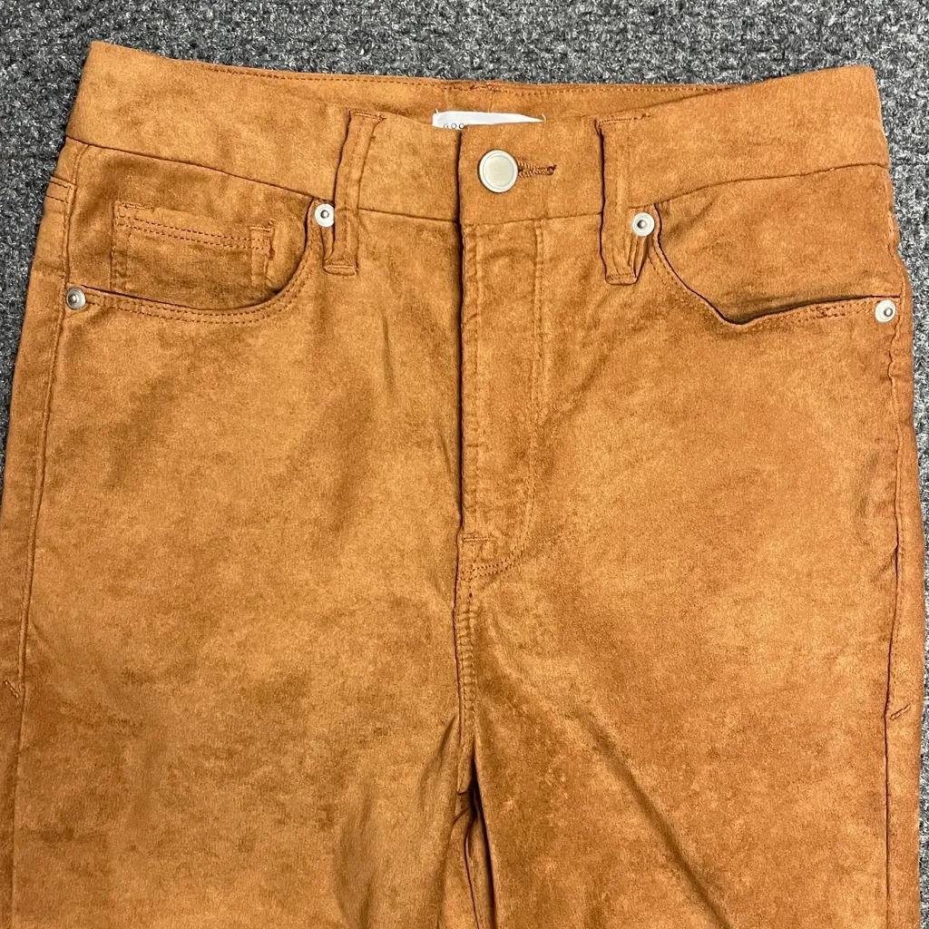 Good American Good Waist Faux Suede Skinny Pants Size 6 / 28 Bronze Brown - Image 2