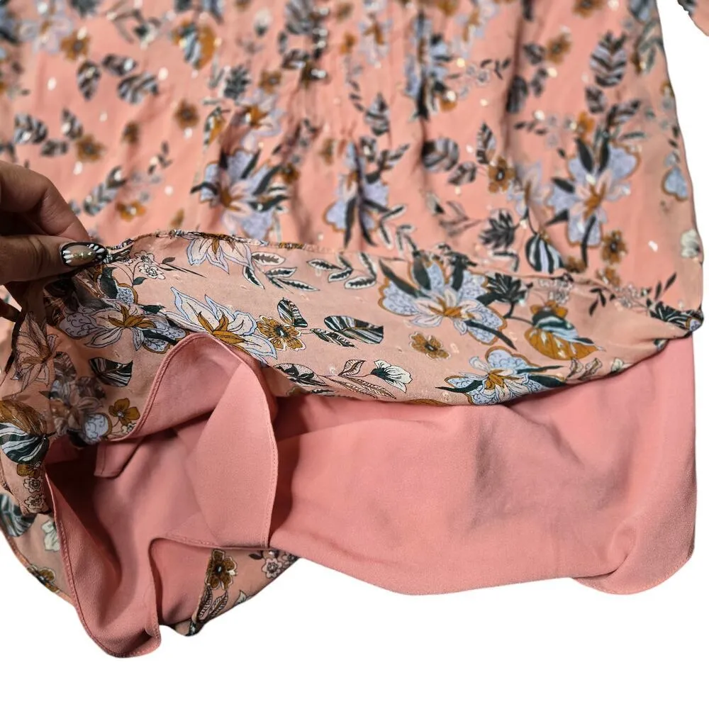 Veronica Beard Lowell Pink Floral Silk Blend Metallic Blouse Size 4 - Image 4
