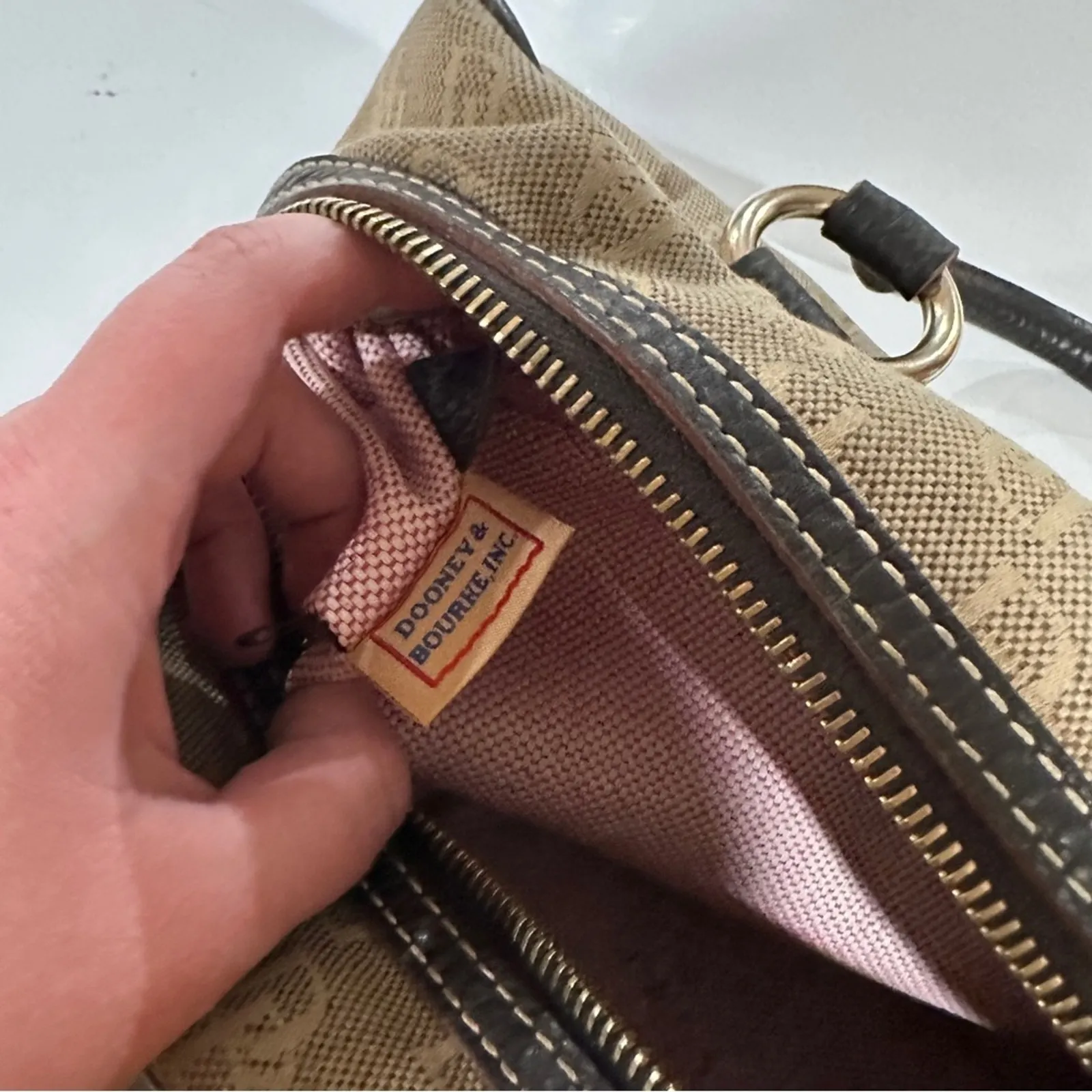 Vintage Dooney &‎ Bourke Canvas Leather Satchel Shoulder Bag - Image 15